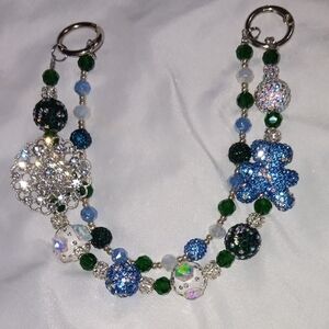 Elegant Blue Teddy Beaded Purse Chain